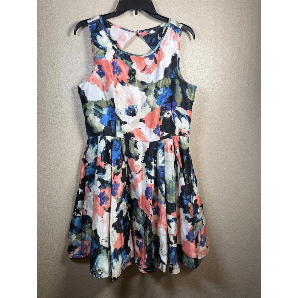 Danny & Nicole Womens Sz 12 Sleeveless Abstract Floral Peek-a-boo Back Dress